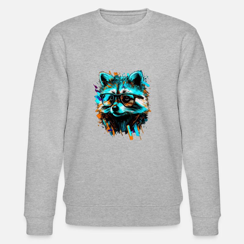 Raton laveur intellectuel à l’aquarelle - Sweat bio CHANGER Stanley/Stella Unisexe - gris chiné