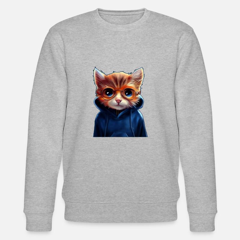 Süße Katze mit Pullover - Stanley/Stella Unisex Bio-Sweatshirt CHANGER  - Grau meliert