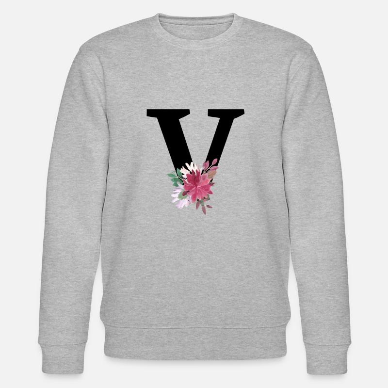 Buchstabe v blumig - Stanley/Stella Unisex Bio-Sweatshirt CHANGER  - Grau meliert