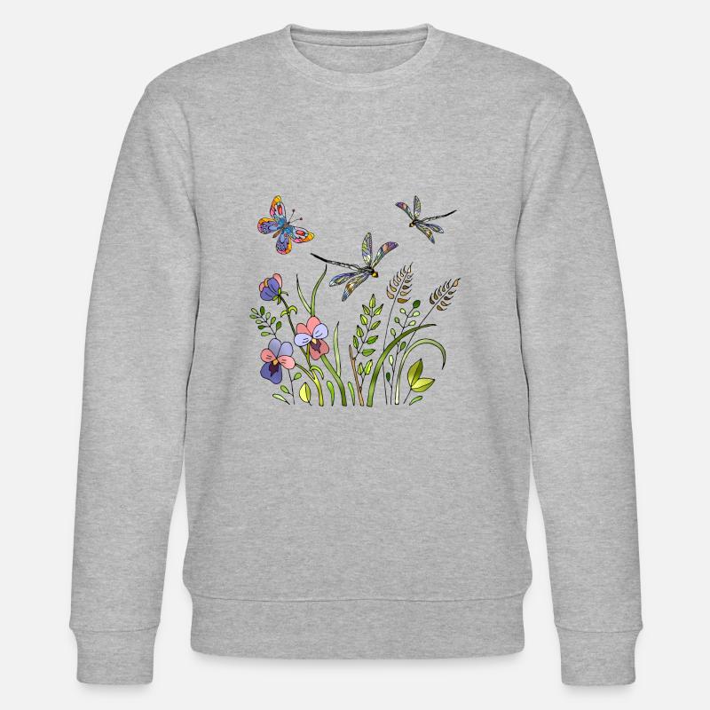 Libellules et papillon - Sweat bio CHANGER Stanley/Stella Unisexe - gris chiné
