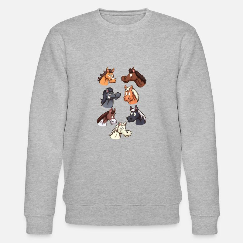 Têtes de chevaux mignonnes - Sweat bio CHANGER Stanley/Stella Unisexe - gris chiné