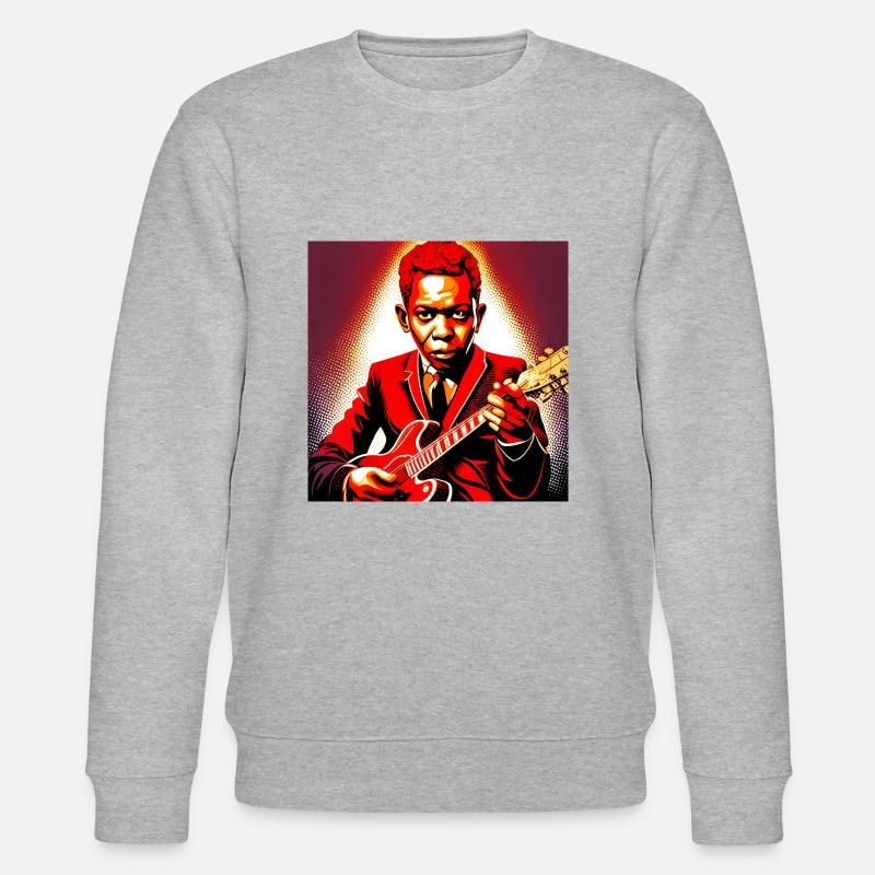 Robert Johnson, Gitarrist - Stanley/Stella Unisex Bio-Sweatshirt CHANGER  - Grau meliert