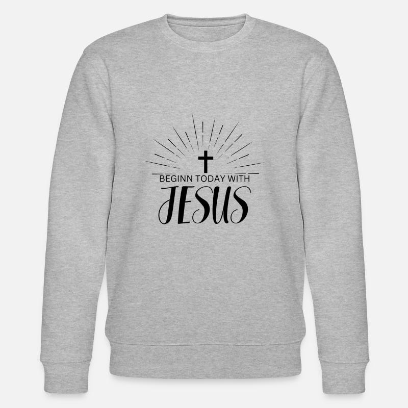 Start today with jesus - Stanley/Stella CHANGER Unisex Organic Sweatshirt - heather grey