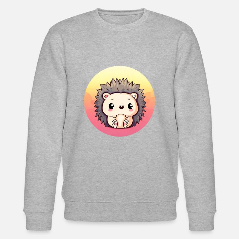 Cute Hedgehog Sitting Sunset Sunset - Stanley/Stella CHANGER Unisex Organic Sweatshirt - heather grey