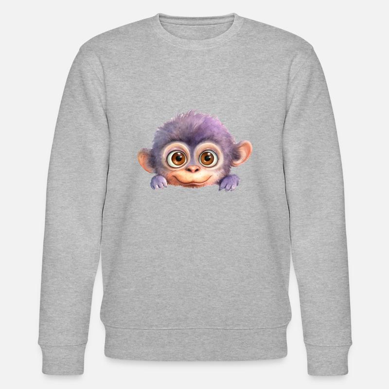 Dessin de singe Aquarelle - Sweat bio CHANGER Stanley/Stella Unisexe - gris chiné