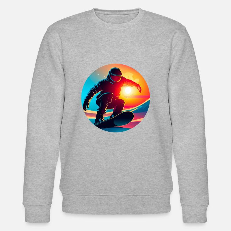 Snowboarder beim Sonnenuntergang - Stanley/Stella Unisex Bio-Sweatshirt CHANGER - Grau meliert