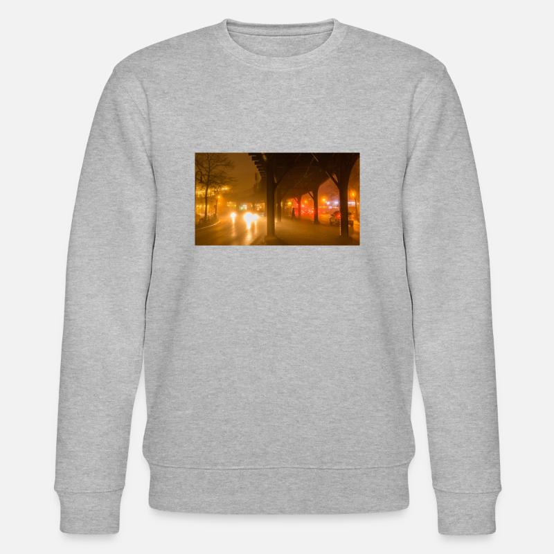 Hochbahn am nebligen Abend - Stanley/Stella Unisex Bio-Sweatshirt CHANGER  - Grau meliert