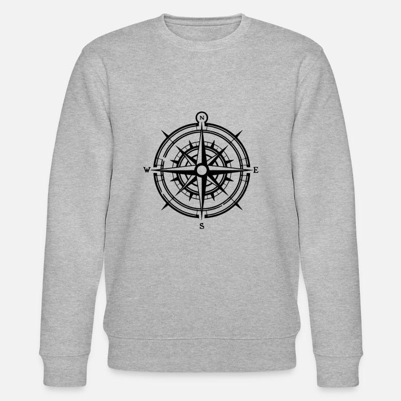 Kompass Nautik Segelboot Seefahrer - Stanley/Stella Unisex Bio-Sweatshirt CHANGER  - Grau meliert