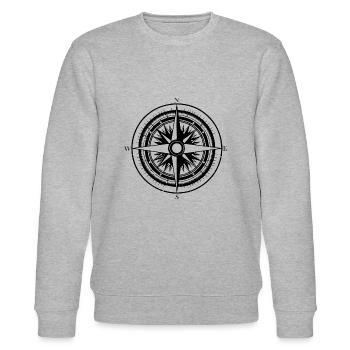 Kompass Nautik Segelboot Seefahrer - Stanley/Stella Unisex Bio-Sweatshirt CHANGER  - Grau meliert - Vorne - Nik (191cm) & Marisol (170cm)