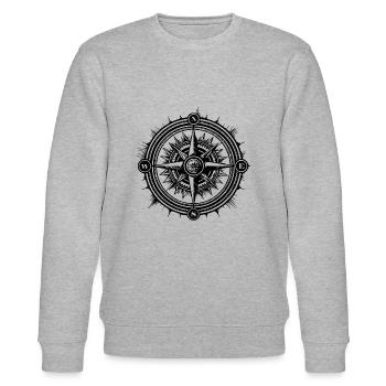 Kompass Nautik Segelboot Seefahrer - Stanley/Stella Unisex Bio-Sweatshirt CHANGER  - Grau meliert - Vorne - Nik (191cm) & Marisol (170cm)