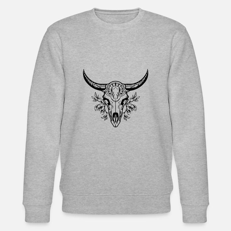 Kuh Schädel Boho - Stanley/Stella Unisex Bio-Sweatshirt CHANGER  - Grau meliert