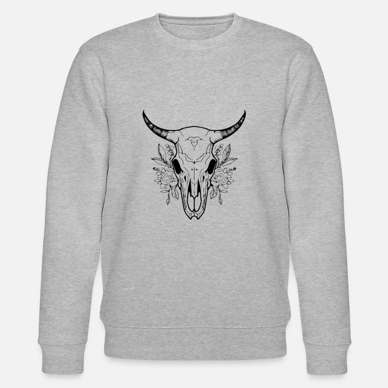 Kuh Schädel Boho - Stanley/Stella Unisex Bio-Sweatshirt CHANGER  - Grau meliert