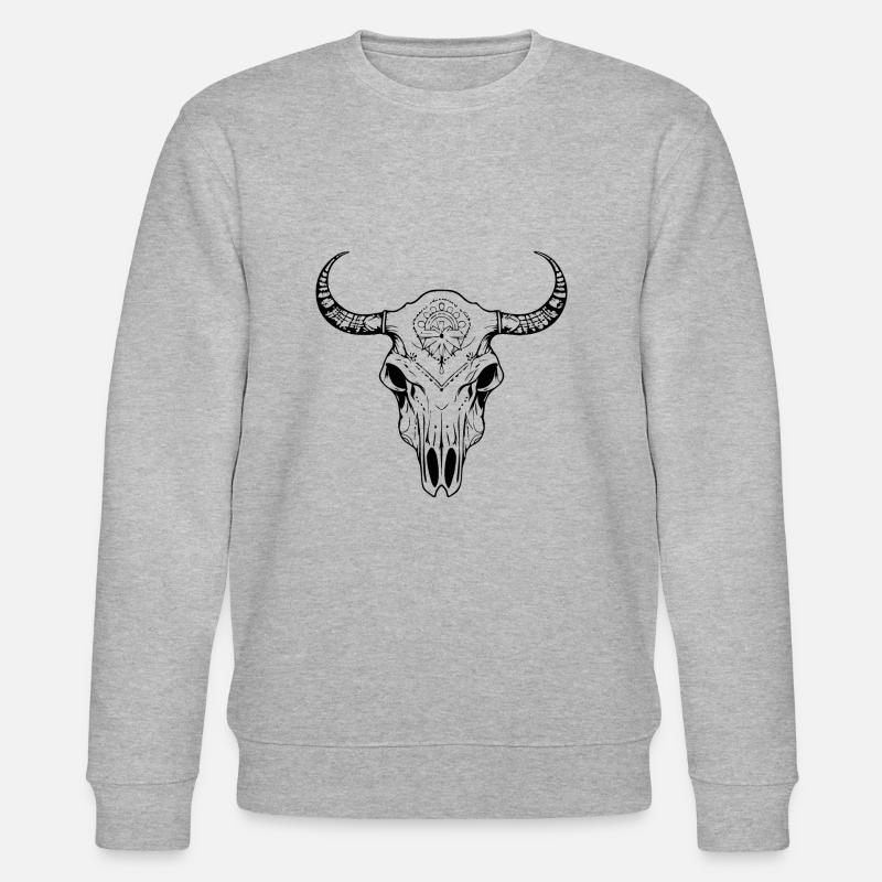 Kuh Schädel Boho - Stanley/Stella Unisex Bio-Sweatshirt CHANGER  - Grau meliert