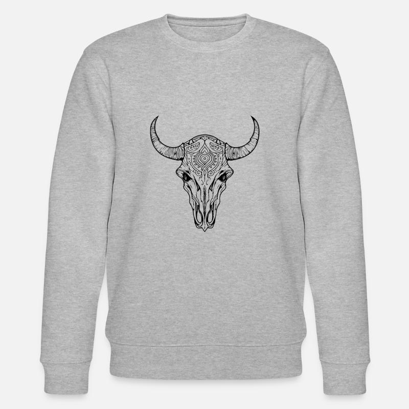 Kuh Schädel Boho - Stanley/Stella Unisex Bio-Sweatshirt CHANGER  - Grau meliert
