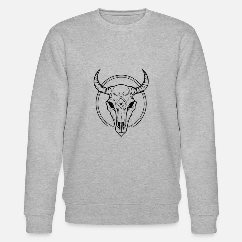 Kuh Schädel Boho - Stanley/Stella Unisex Bio-Sweatshirt CHANGER  - Grau meliert