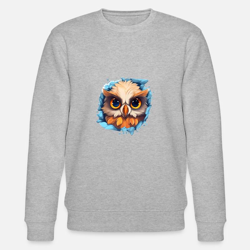 Niedliche Wachsame Eule | Nachtschwärmer Eule - Stanley/Stella Unisex Bio-Sweatshirt CHANGER  - Grau meliert