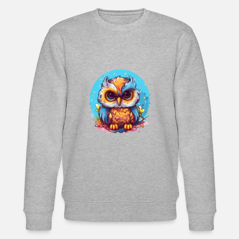 Niedliche Wachsame Eule | Nachtschwärmer Eule - Stanley/Stella Unisex Bio-Sweatshirt CHANGER - Grau meliert