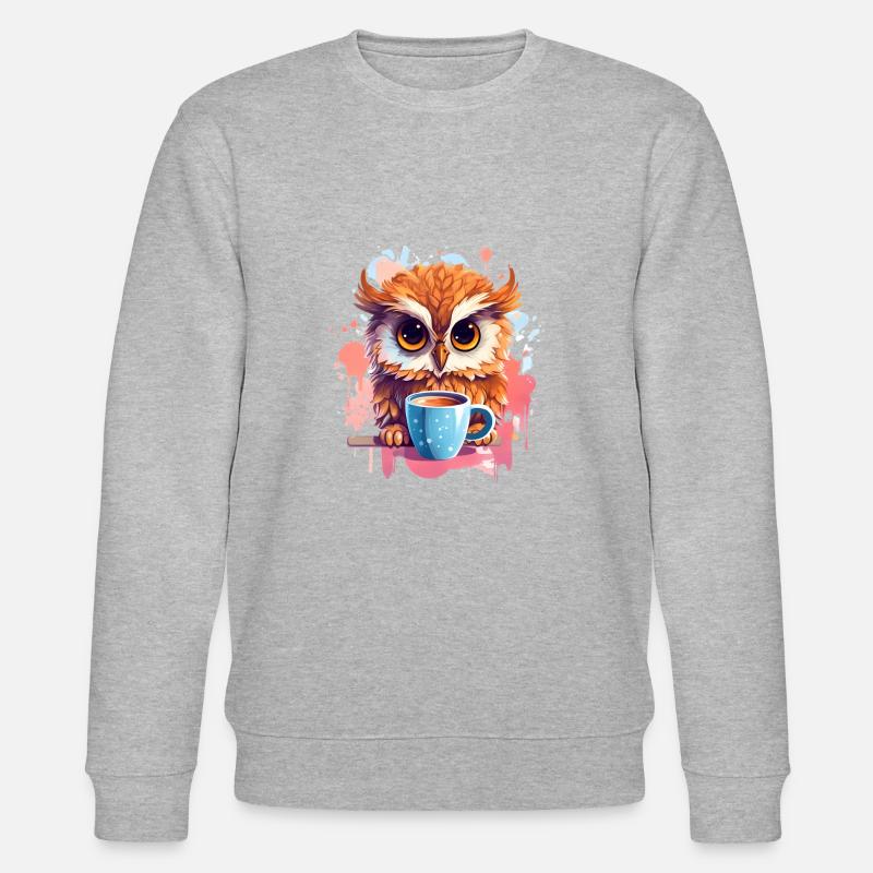 Niedliche Wachsame Eule | Nachtschwärmer Eule - Stanley/Stella Unisex Bio-Sweatshirt CHANGER  - Grau meliert