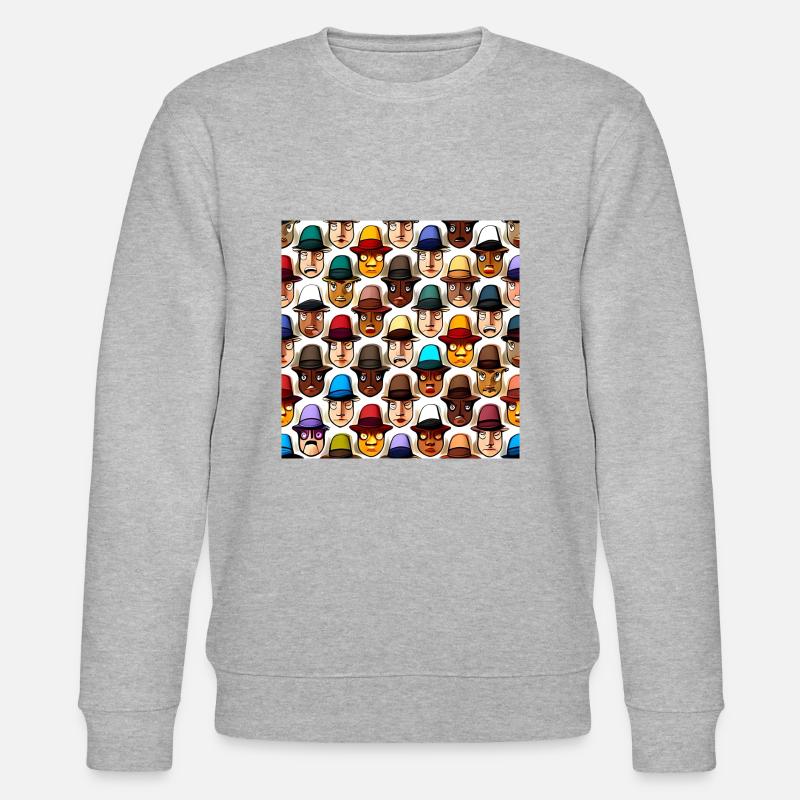 Face In Hat Pattern - Stanley/Stella CHANGER Unisex Organic Sweatshirt - heather grey