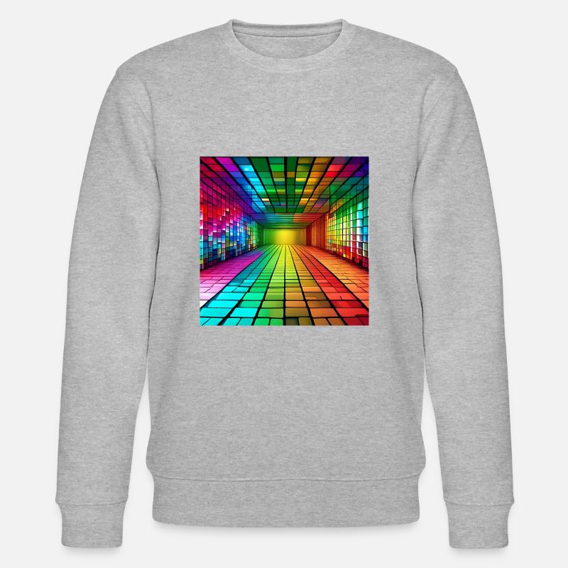 3D-Regenbogen-Quadrate - Stanley/Stella Unisex Bio-Sweatshirt CHANGER  - Grau meliert