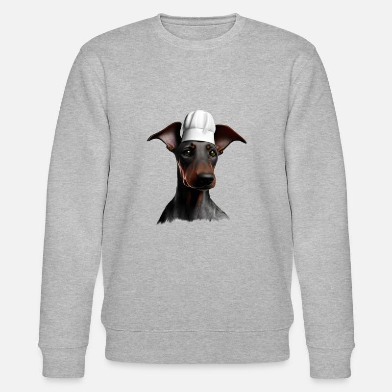 Dobermann Gastronom Köche Hund Dobermannwelpe - Stanley/Stella Unisex Bio-Sweatshirt CHANGER  - Grau meliert