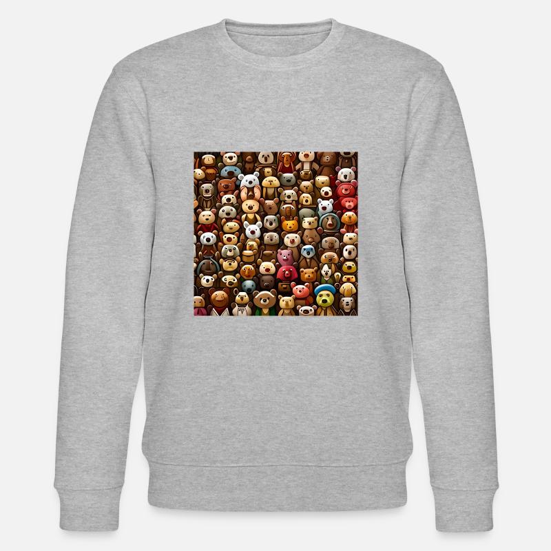 Kuschelige Teddybären Muster - Stanley/Stella Unisex Bio-Sweatshirt CHANGER  - Grau meliert
