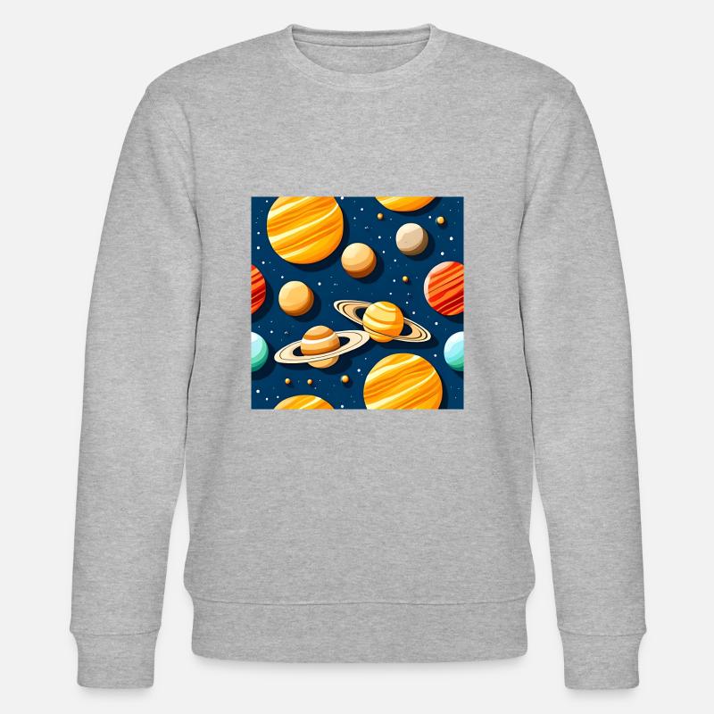Freaky Solar System Pattern - Stanley/Stella CHANGER Unisex Organic Sweatshirt - heather grey