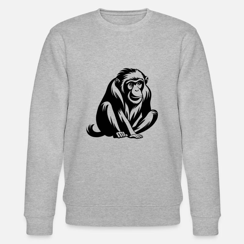 Monkey Monkey Monkey Face Jungle - Stanley/Stella CHANGER Unisex Organic Sweatshirt - heather grey