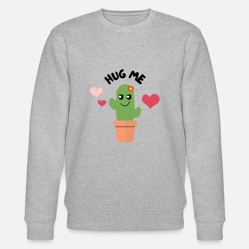 HUG ME - Kawaii Kaktus - Stanley/Stella Unisex Bio-Sweatshirt CHANGER - Grau meliert