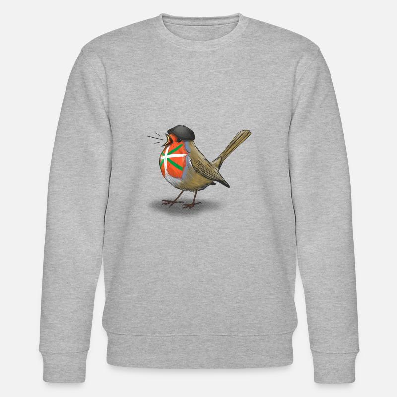 Baskisches Rotkehlchen - Stanley/Stella Unisex Bio-Sweatshirt CHANGER  - Grau meliert