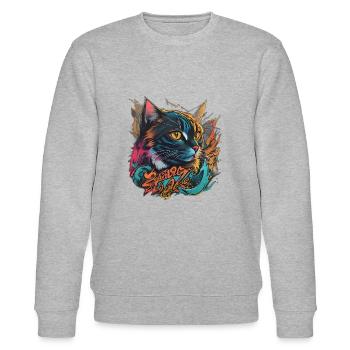 Beautiful Cat Design - Stanley/Stella CHANGER Unisex Organic Sweatshirt - heather grey - Front - Nik (191cm) & Marisol (170cm)