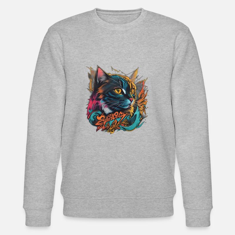 Beau design de chat - Sweat bio CHANGER Stanley/Stella Unisexe - gris chiné