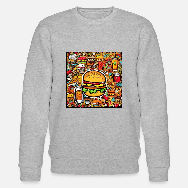 Multi pattern burger - Stanley/Stella CHANGER Unisex Organic Sweatshirt - heather grey