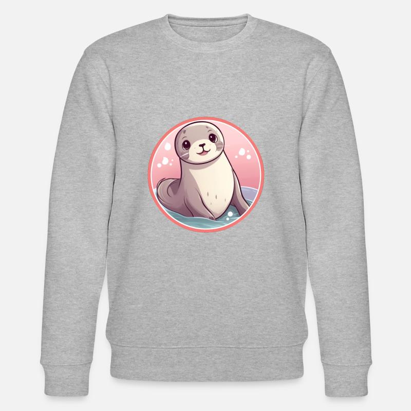 Robbe Kawaii - Stanley/Stella Unisex Bio-Sweatshirt CHANGER  - Grau meliert