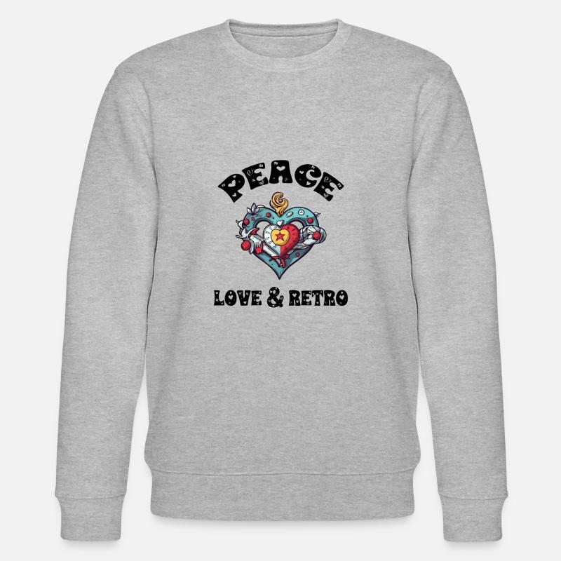 Frieden, Liebe und Retro - Stanley/Stella Unisex Bio-Sweatshirt CHANGER  - Grau meliert