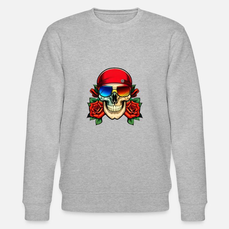 Crâne et lunettes de soleil - Sweat bio CHANGER Stanley/Stella Unisexe - gris chiné