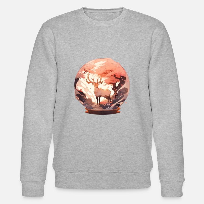 Der Herbsthirsch - Schneekugel Version - Stanley/Stella Unisex Bio-Sweatshirt CHANGER  - Grau meliert