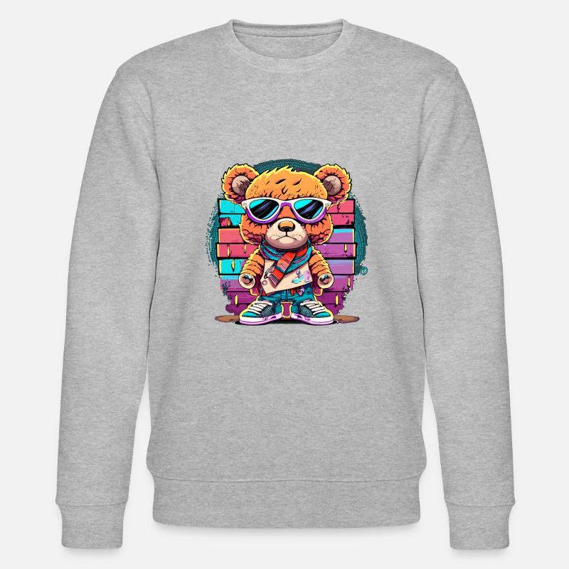 Grafitti teddy bear - Stanley/Stella Unisex Bio-Sweatshirt CHANGER  - Grau meliert