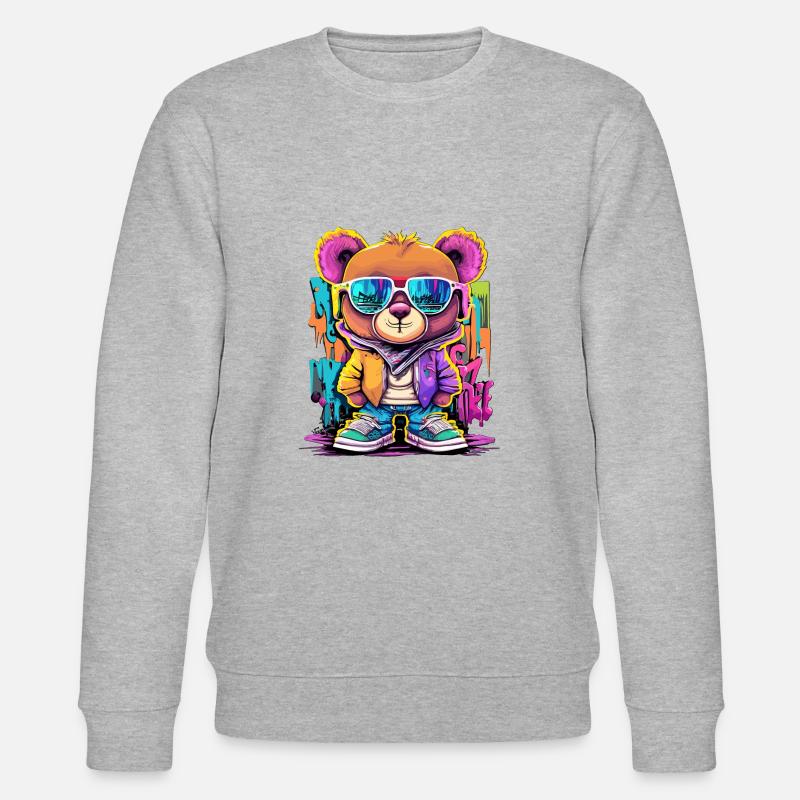Grafitti teddy bear - Stanley/Stella Unisex Bio-Sweatshirt CHANGER  - Grau meliert
