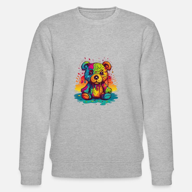 Charmanter Regenbogen-Teddy - Stanley/Stella Unisex Bio-Sweatshirt CHANGER  - Grau meliert