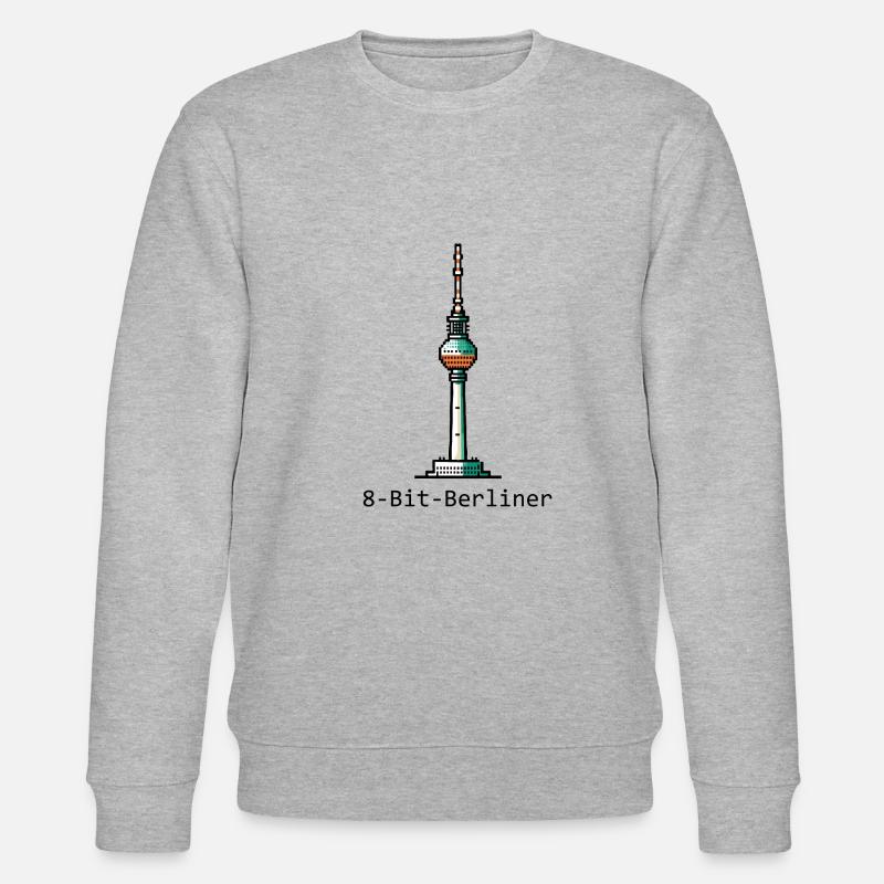 8 Bit Berliner: Pixel Fernsehturm - Stanley/Stella Unisex Bio-Sweatshirt CHANGER  - Grau meliert