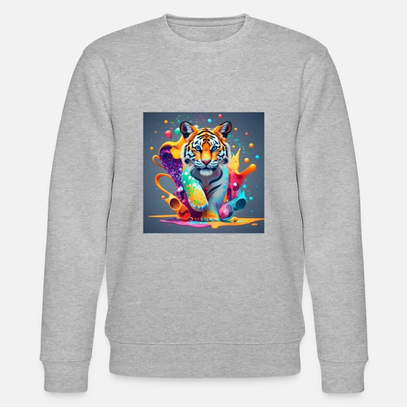 bunter Löwe - Stanley/Stella Unisex Bio-Sweatshirt CHANGER  - Grau meliert