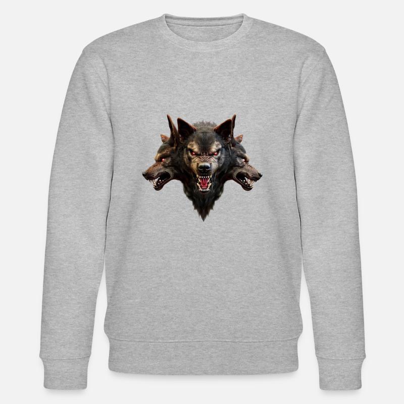 Wolf Teufelsköpfe Böser gruseliger Werwolf - Stanley/Stella Unisex Bio-Sweatshirt CHANGER  - Grau meliert