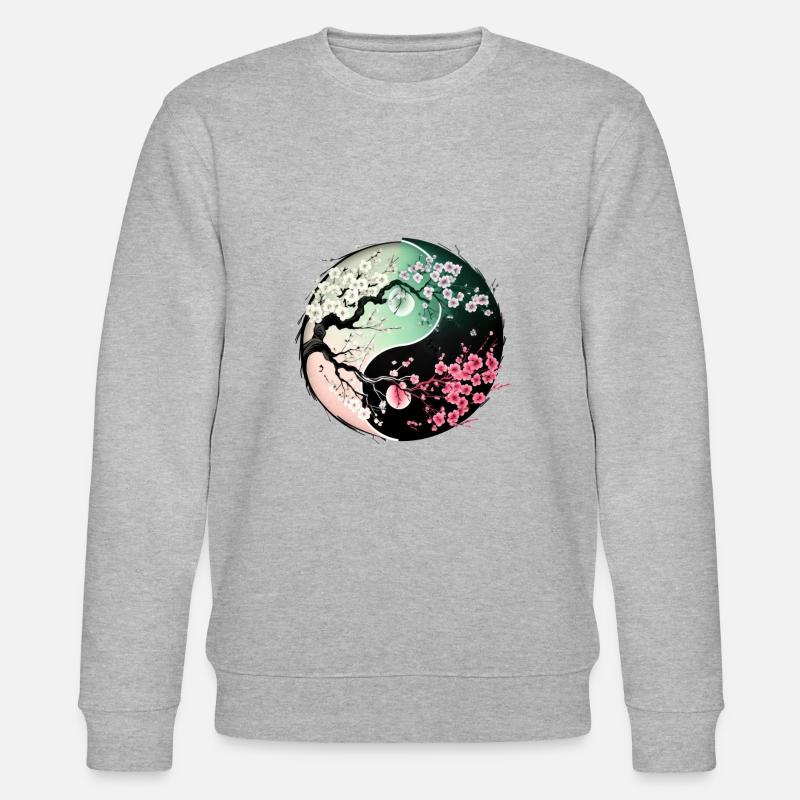 sakura yin yang - Stanley/Stella Unisex Bio-Sweatshirt CHANGER  - Grau meliert