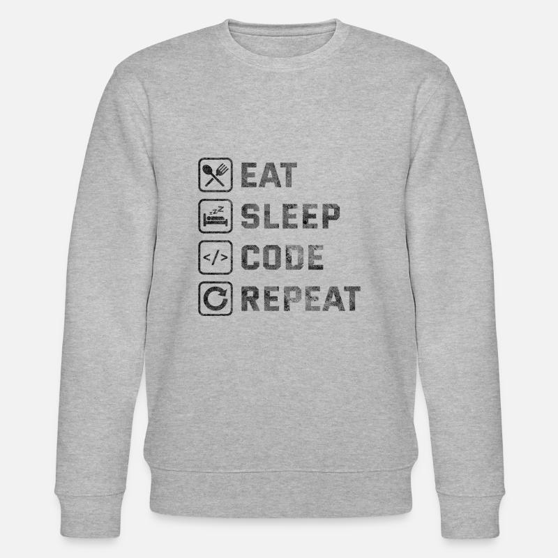 Répétition du code Eat Sleep - Sweat bio CHANGER Stanley/Stella Unisexe - gris chiné