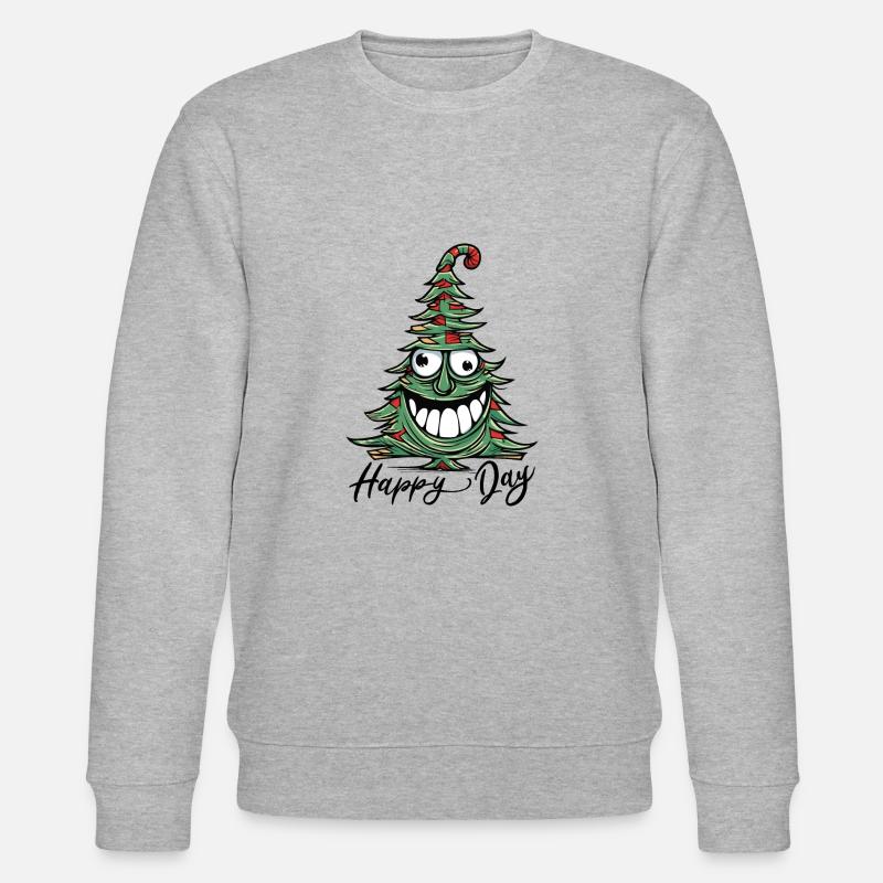 Funny Crazy Christmas Tree Christmas - Stanley/Stella CHANGER Unisex Organic Sweatshirt - heather grey
