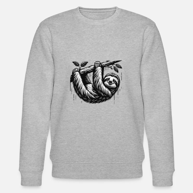 Am Baum hängt ein Faultier - Stanley/Stella Unisex Bio-Sweatshirt CHANGER  - Grau meliert