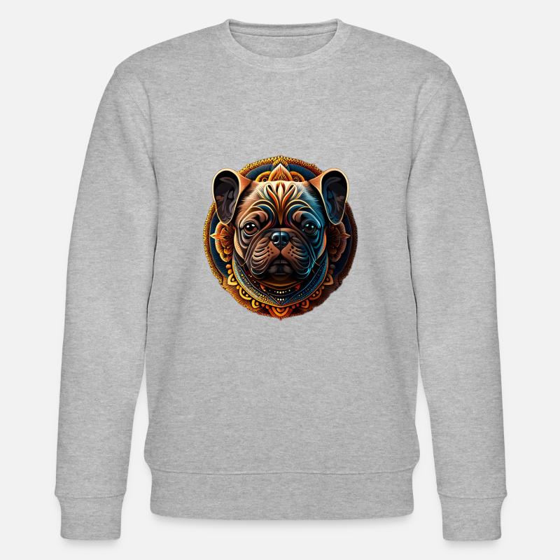 Mops Gesicht - Stanley/Stella Unisex Bio-Sweatshirt CHANGER  - Grau meliert