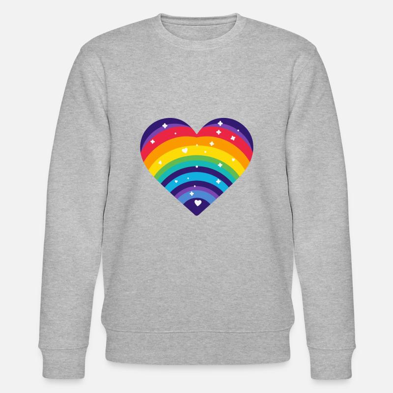Sternenförmiges Regenbogenherz - Stanley/Stella Unisex Bio-Sweatshirt CHANGER  - Grau meliert