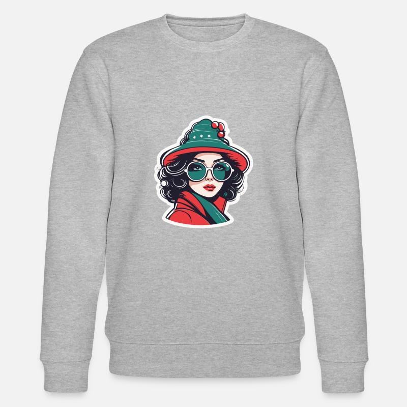 Mädchen Weihnachten Illustration - Stanley/Stella Unisex Bio-Sweatshirt CHANGER  - Grau meliert
